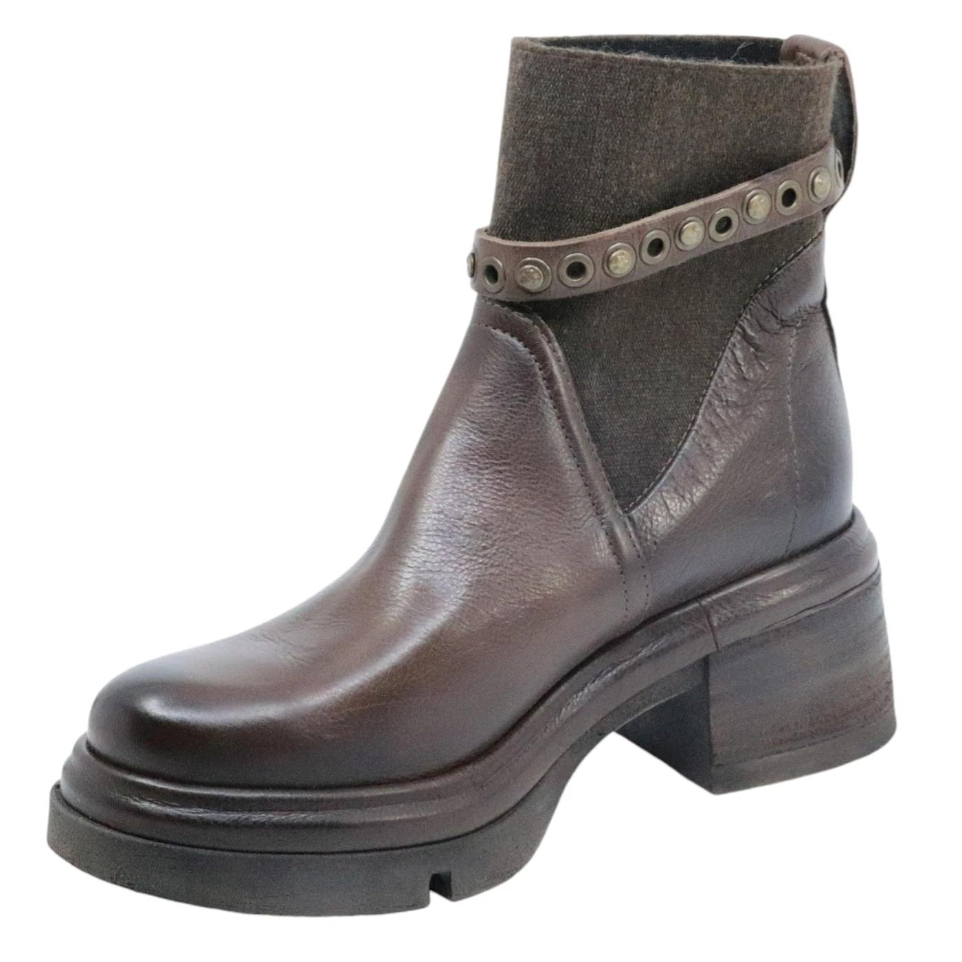 Stivaletto donna AS98 A89219 in pelle marrone 