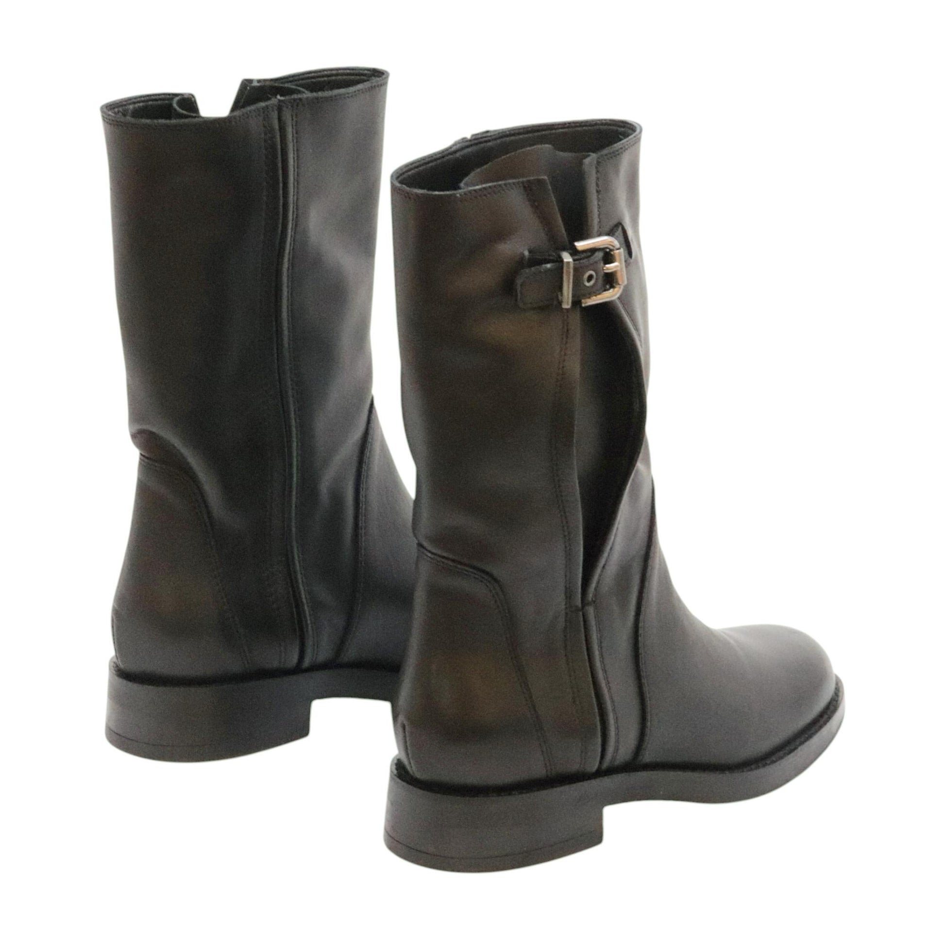 Curiositè 2842 stivale donna in pelle nera senza zip 