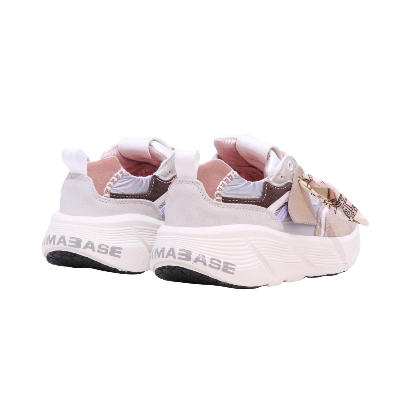 Primabase Fuji 50554-042 sneaker donna in camoscio, pelle e tessuto beige multicolor 