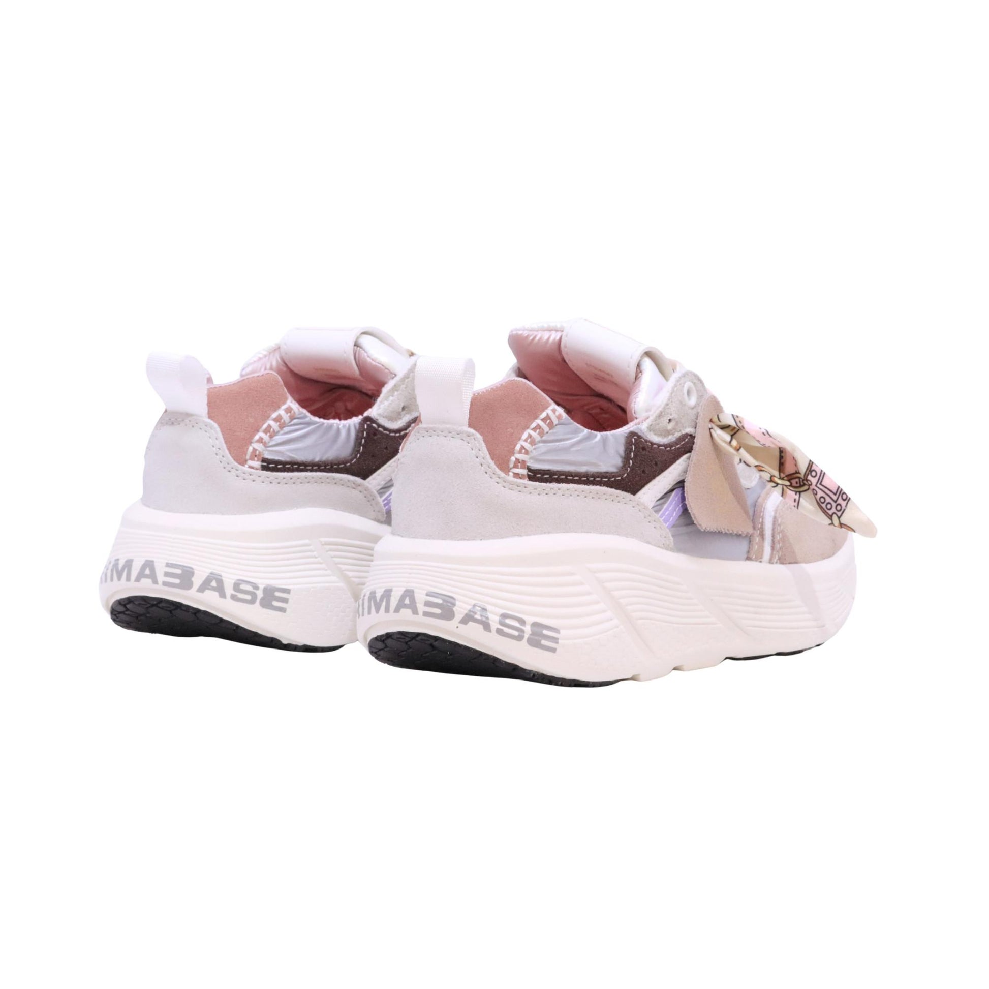 Primabase Fuji 50554-042 sneaker donna in camoscio, pelle e tessuto beige multicolor 