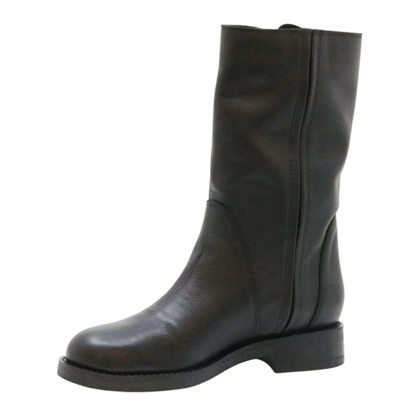 Curiositè 2842 stivale donna in pelle nera senza zip 