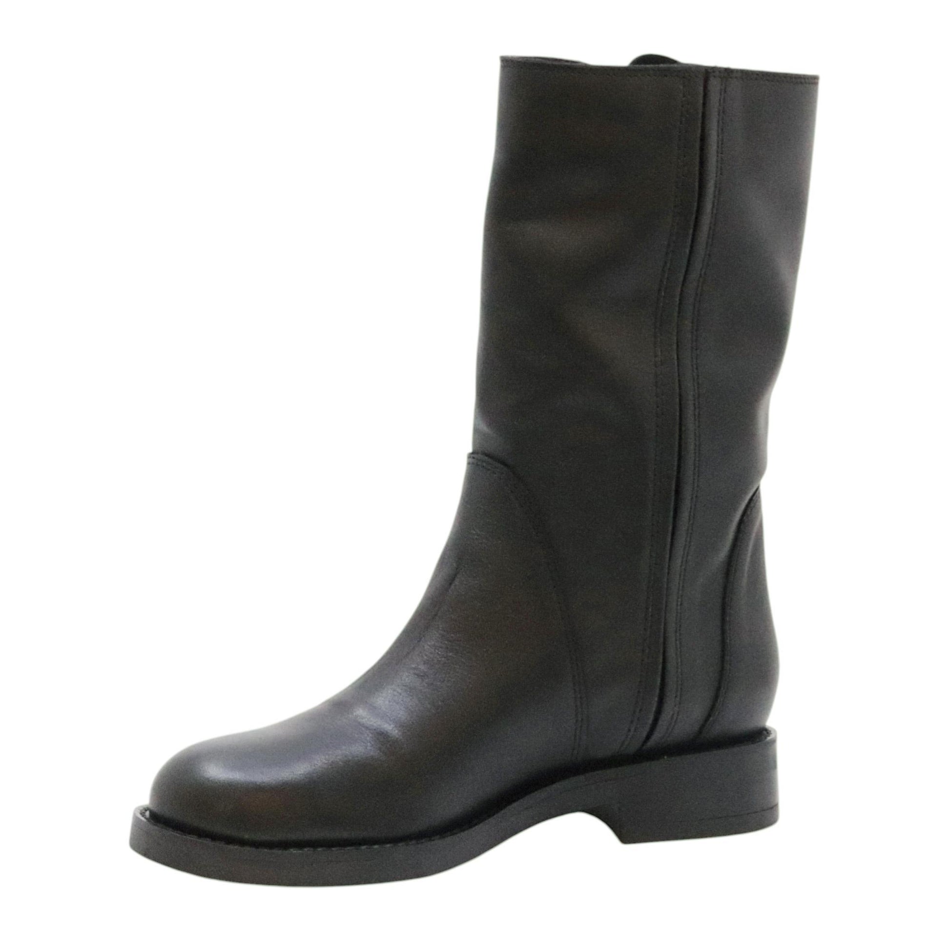 Curiositè 2842 stivale donna in pelle nera senza zip 