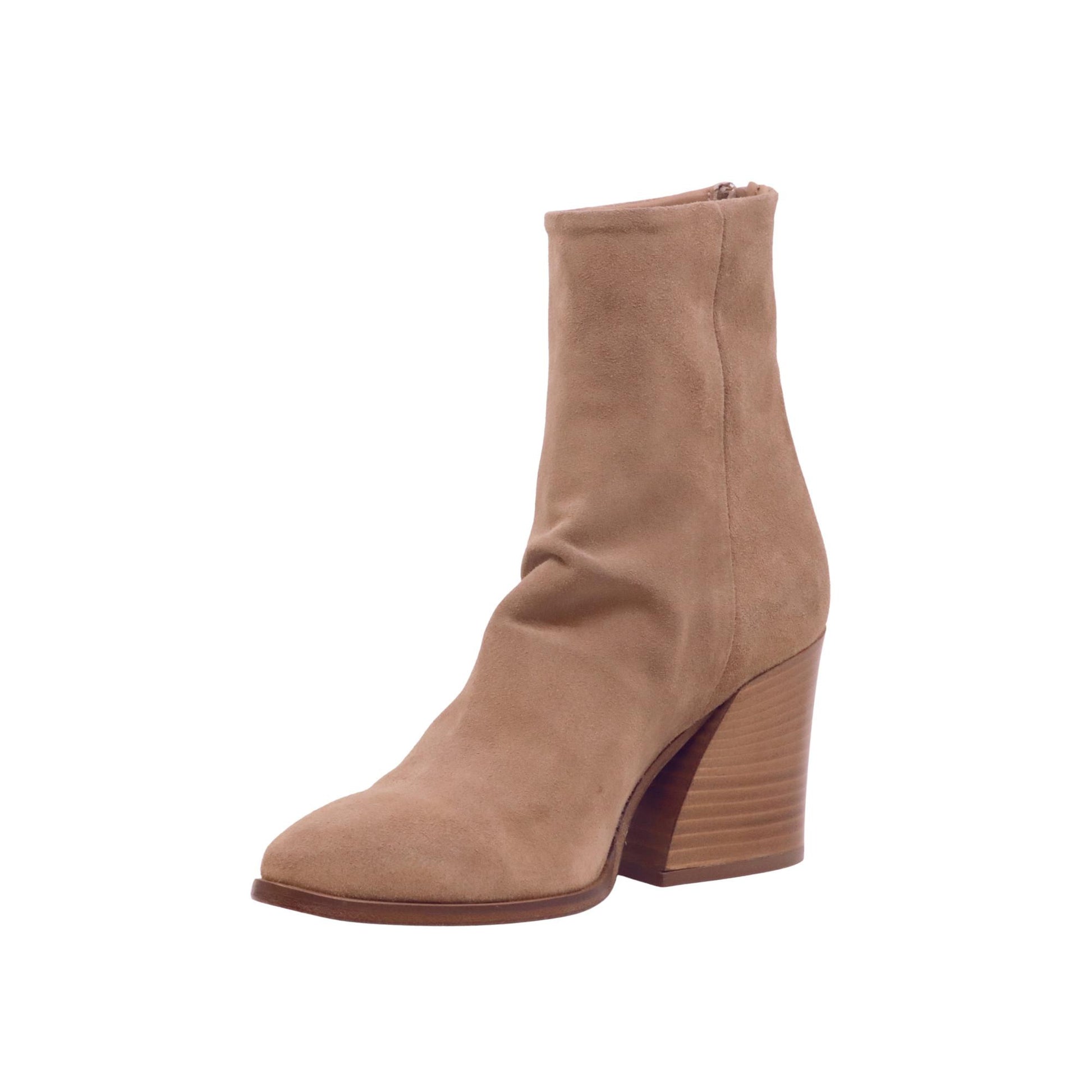 Curiosité 1636 stivaletto donna in camoscio beige con tacco texano 