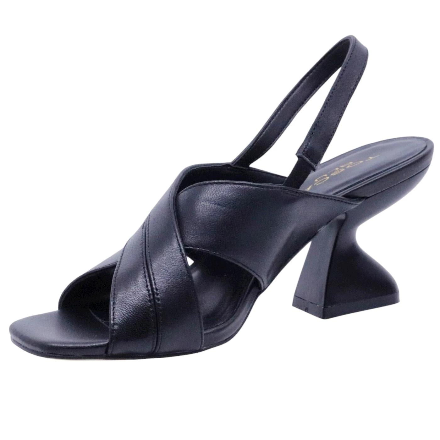 Sandalo con tacco Tosca Blu Ilaria in pelle nera 