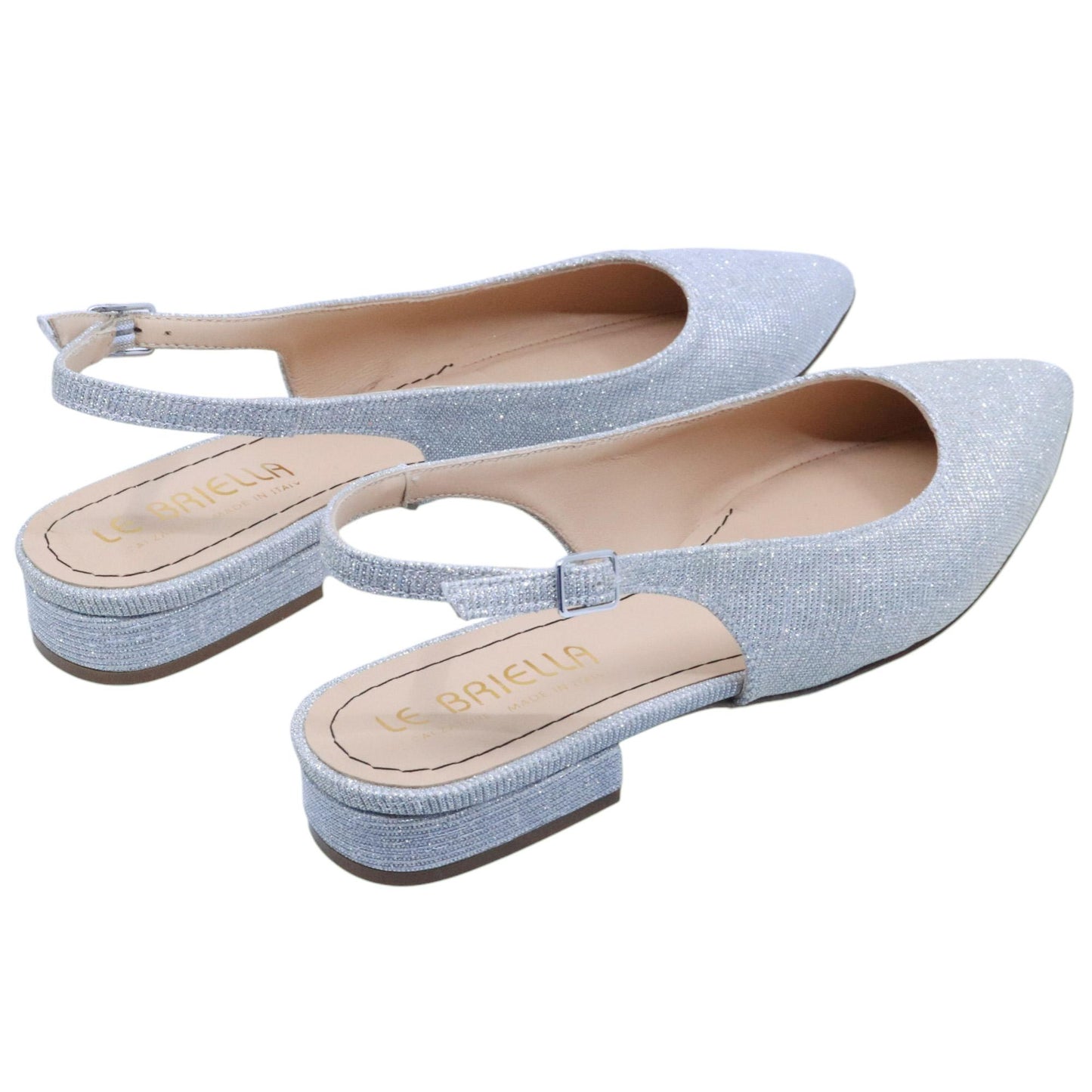 Slingback donna Le Briella Z821 in tessuto galassia luminoso sulle tonalità dell'argento 