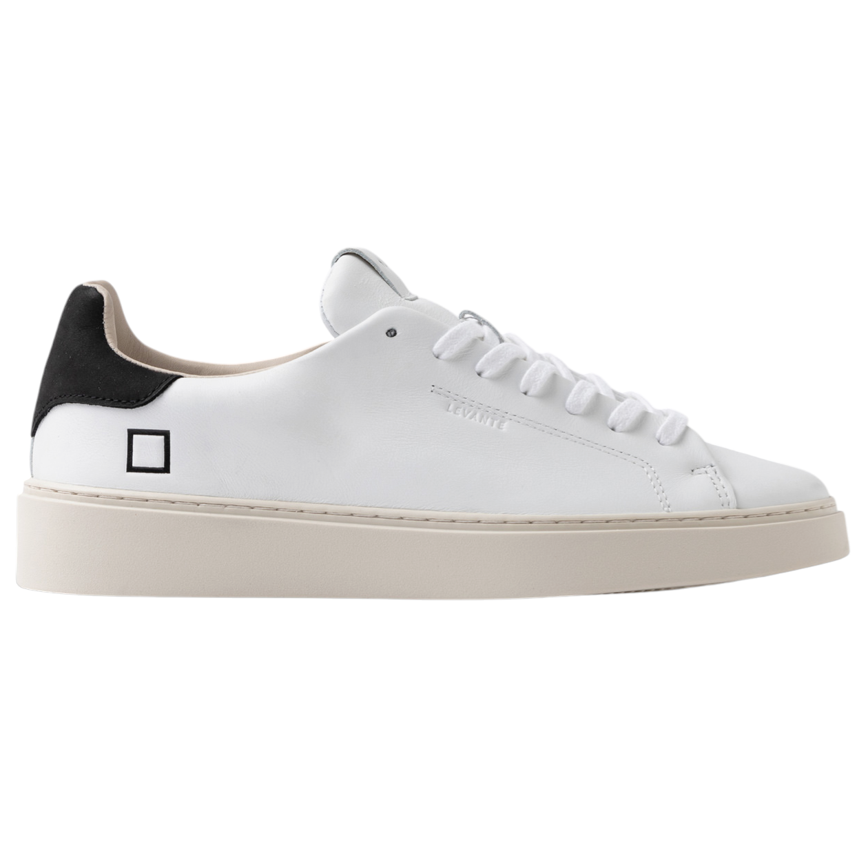 DATE Levante Calf White Black LV-CA-WB sneaker uomo in pelle bianca con talloncino nero 