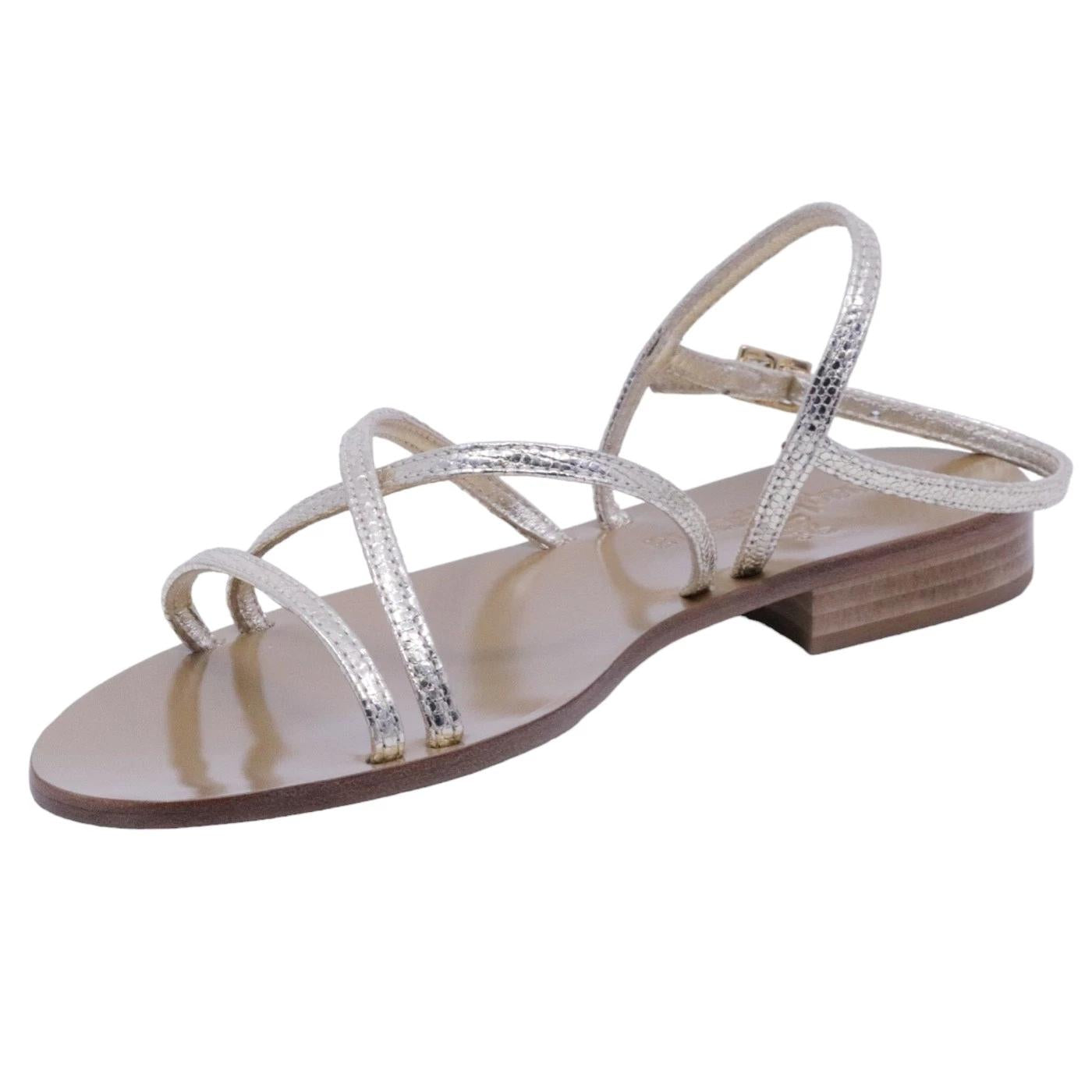 Sandalo caprese 3120C Paolo Ferrara in pelle diamantata platino 