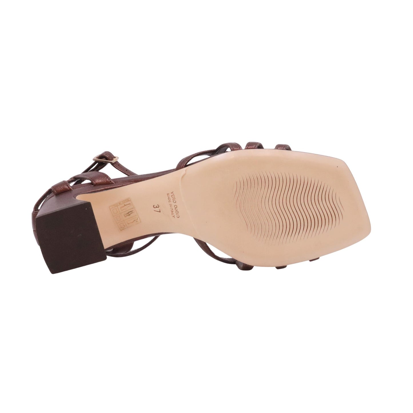 The Seller ME634 Berg Wash sandalo donna in pelle moro con tacco largo e cinturino 