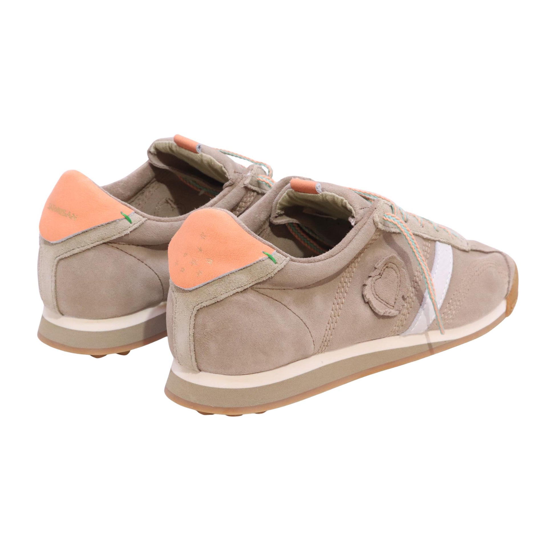 Satorisan Stardust Gravel sneaker uomo in camoscio marrone con talloncino arancio 