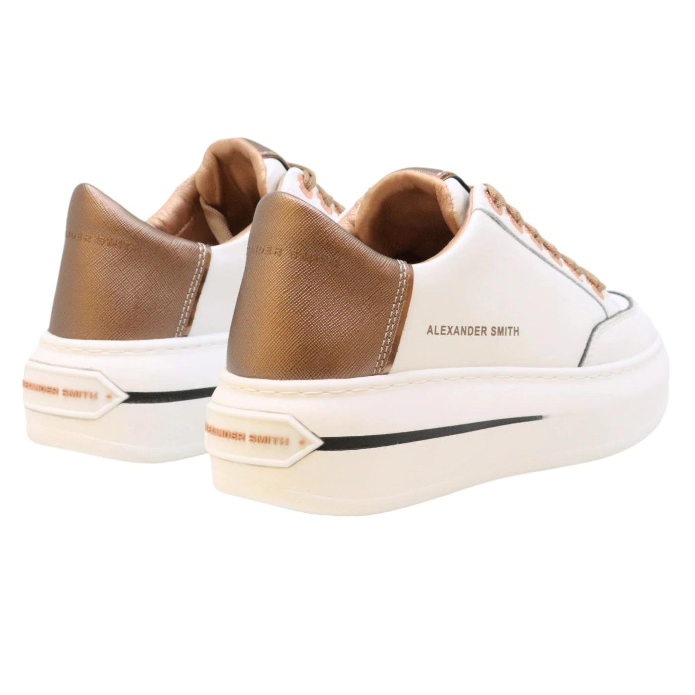 Sneaker donna Alexander Smith Lancaster in pelle bianca e rame 