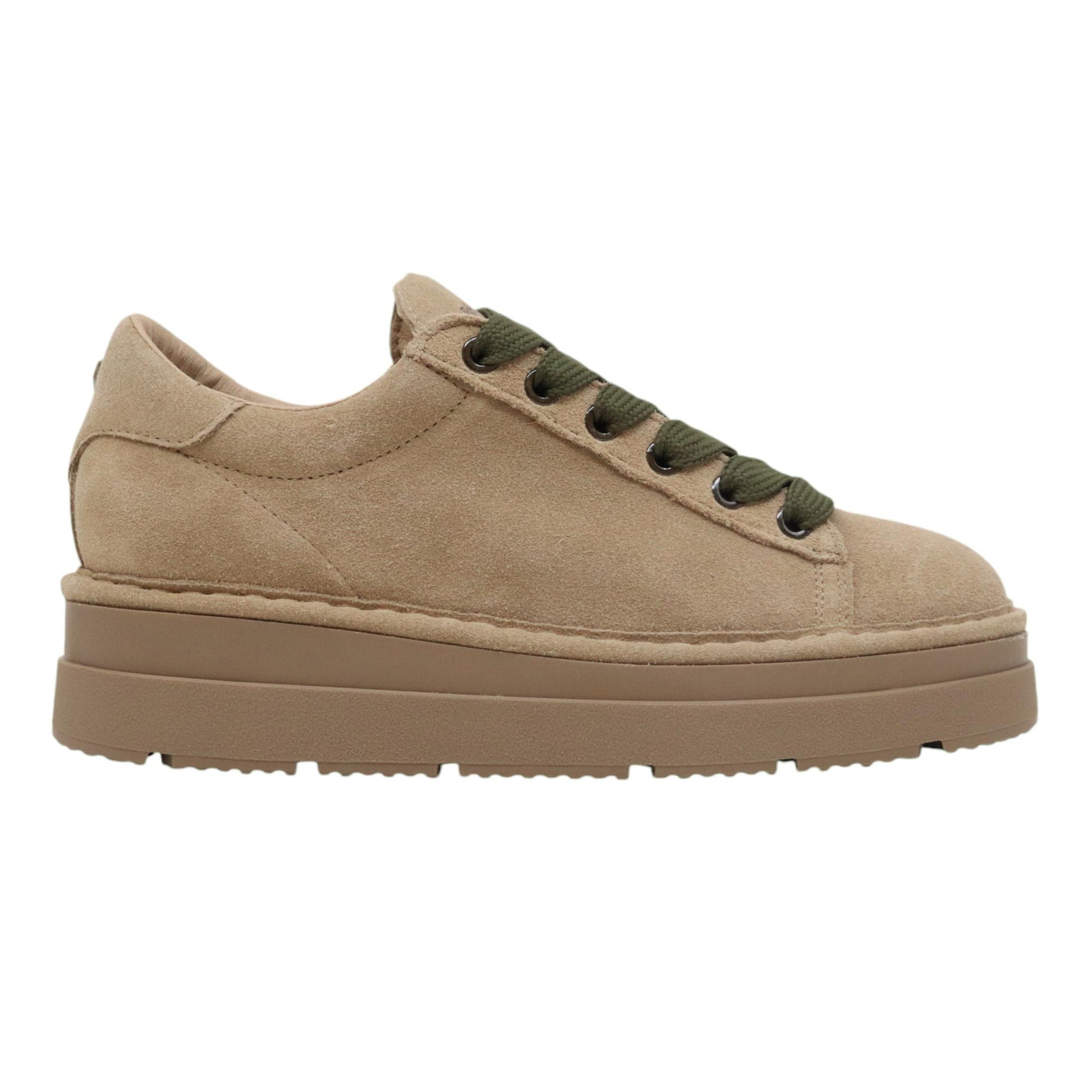 Panchic P89 sneaker donna in camoscio safari e lacci verde oliva 