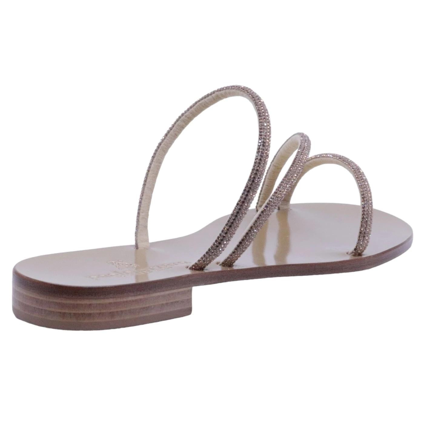 Sandalo caprese Paolo Ferrara 3114 con strass oro luminosi 