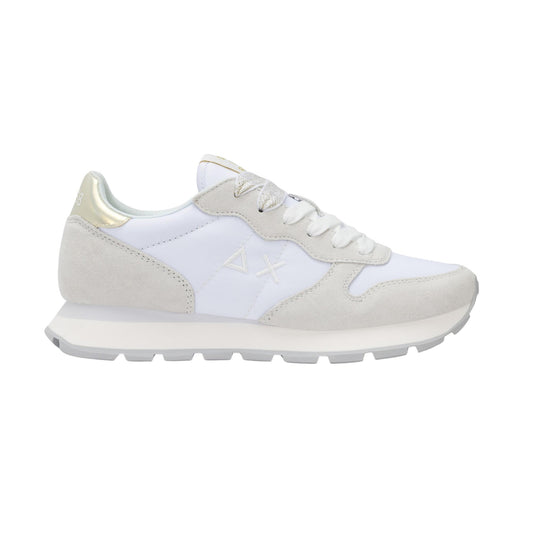 Sun68 Ally Gold Silver Z36202-01 sneaker donna in nylon e camoscio bianco 
