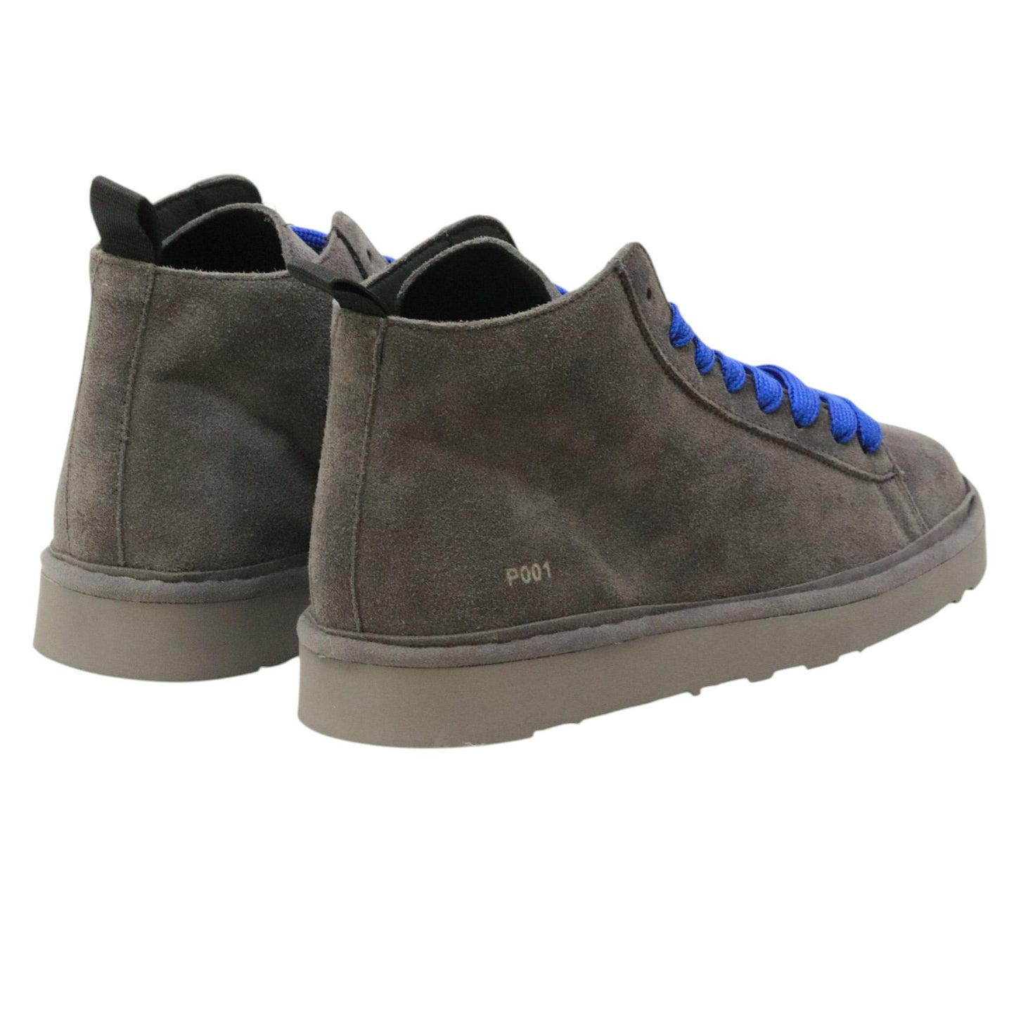 Panchic P001 polacchino uomo in suede antracite e lacci blu 