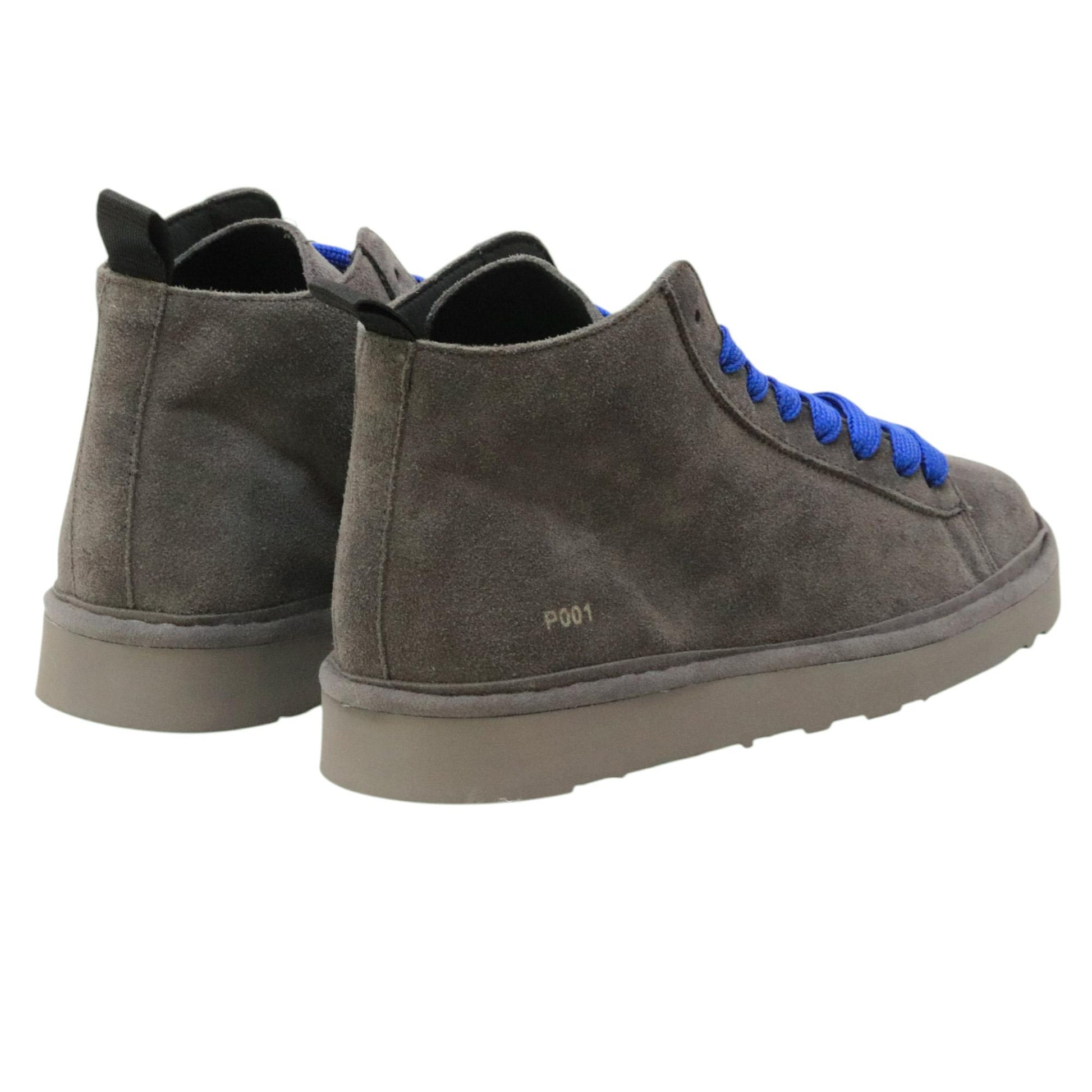 Panchic P001 polacchino uomo in suede antracite e lacci blu 