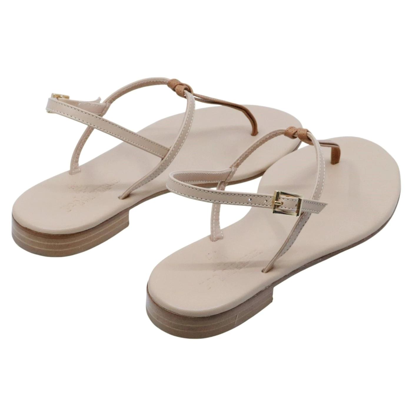 Sandalo infradito Paolo Ferrara CR1796C in pelle cuoio e nude 