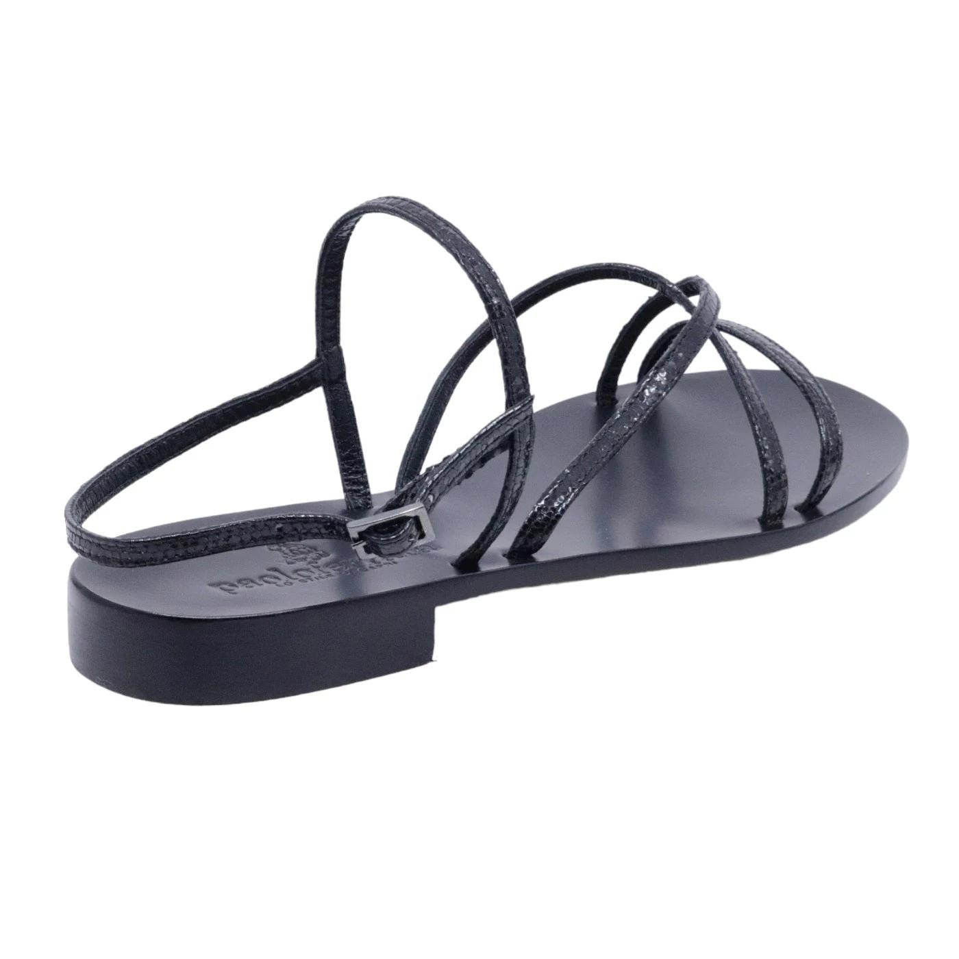 Sandalo caprese Paolo Ferrara in pelle diamantata nera 