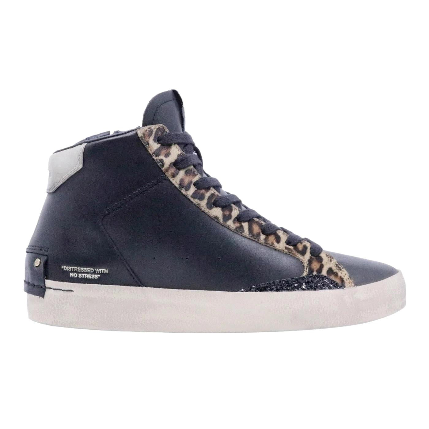 Crime London Distressed High 28052 in pelle nera 