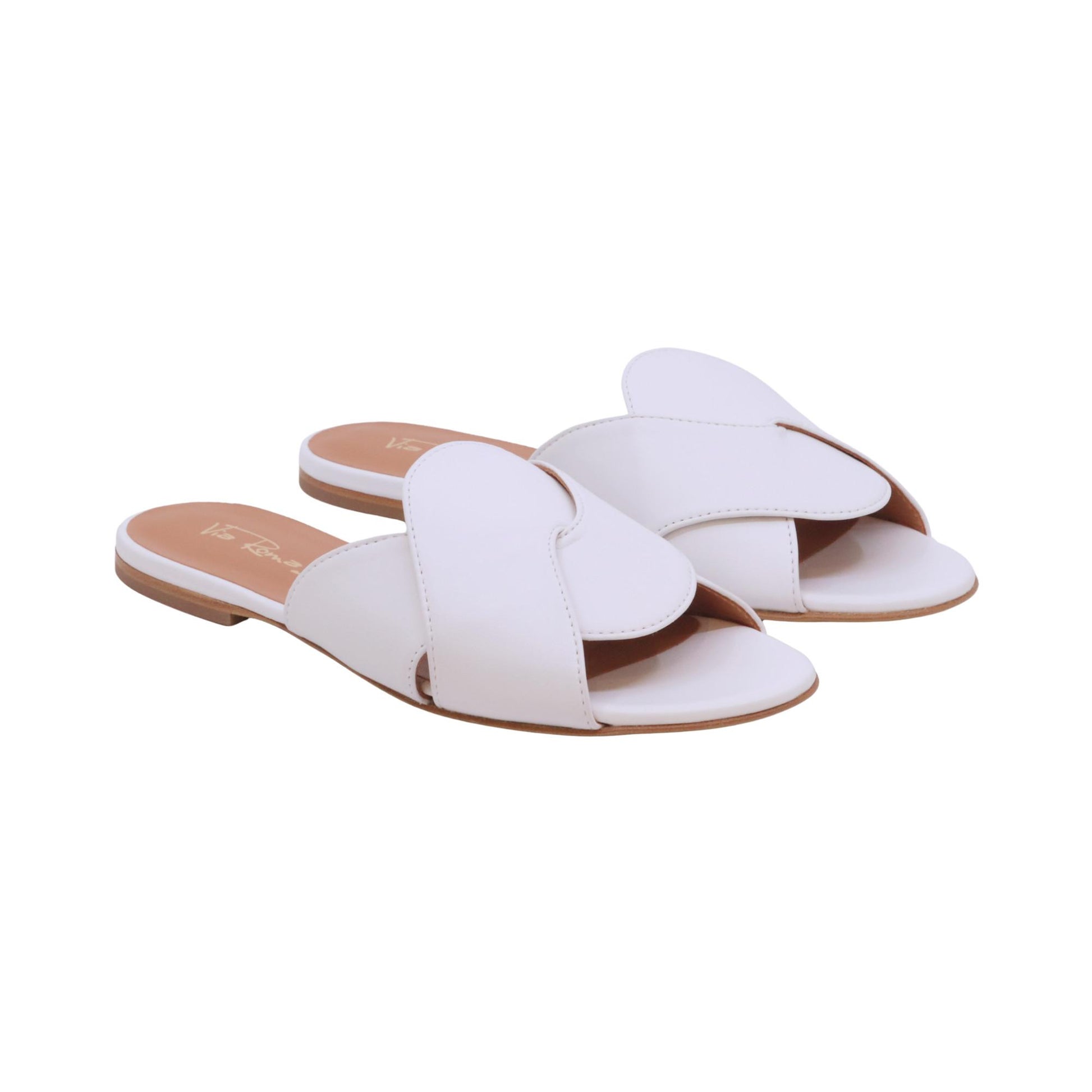 Via Roma 15 4460 Nappa Bianca sandalo ciabatta donna in pelle bianca 
