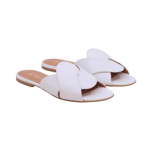 Via Roma 15 4460 Nappa Bianca sandalo ciabatta donna in pelle bianca 