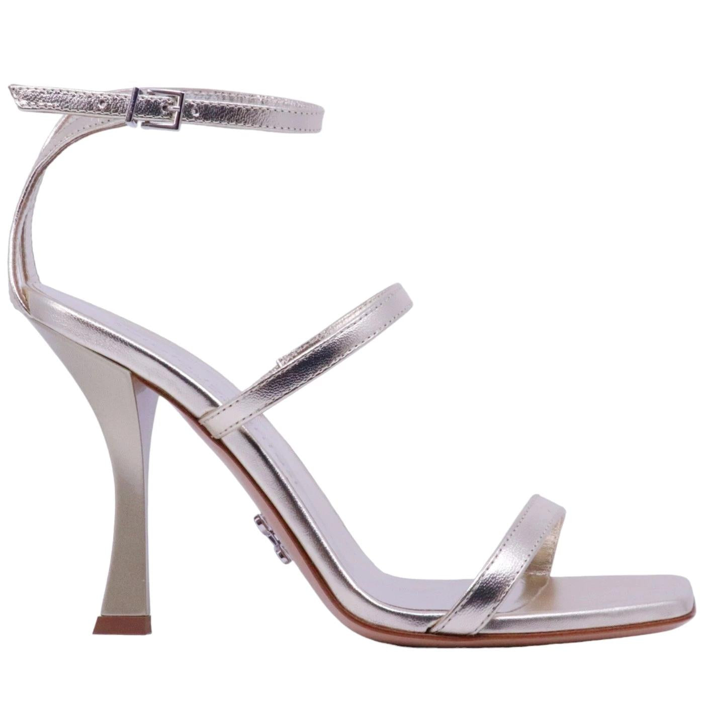 Sandalo con tacco Sergio Levantesi Telen4 laminata platino 