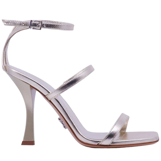 Sandalo con tacco Sergio Levantesi Telen4 laminata platino 