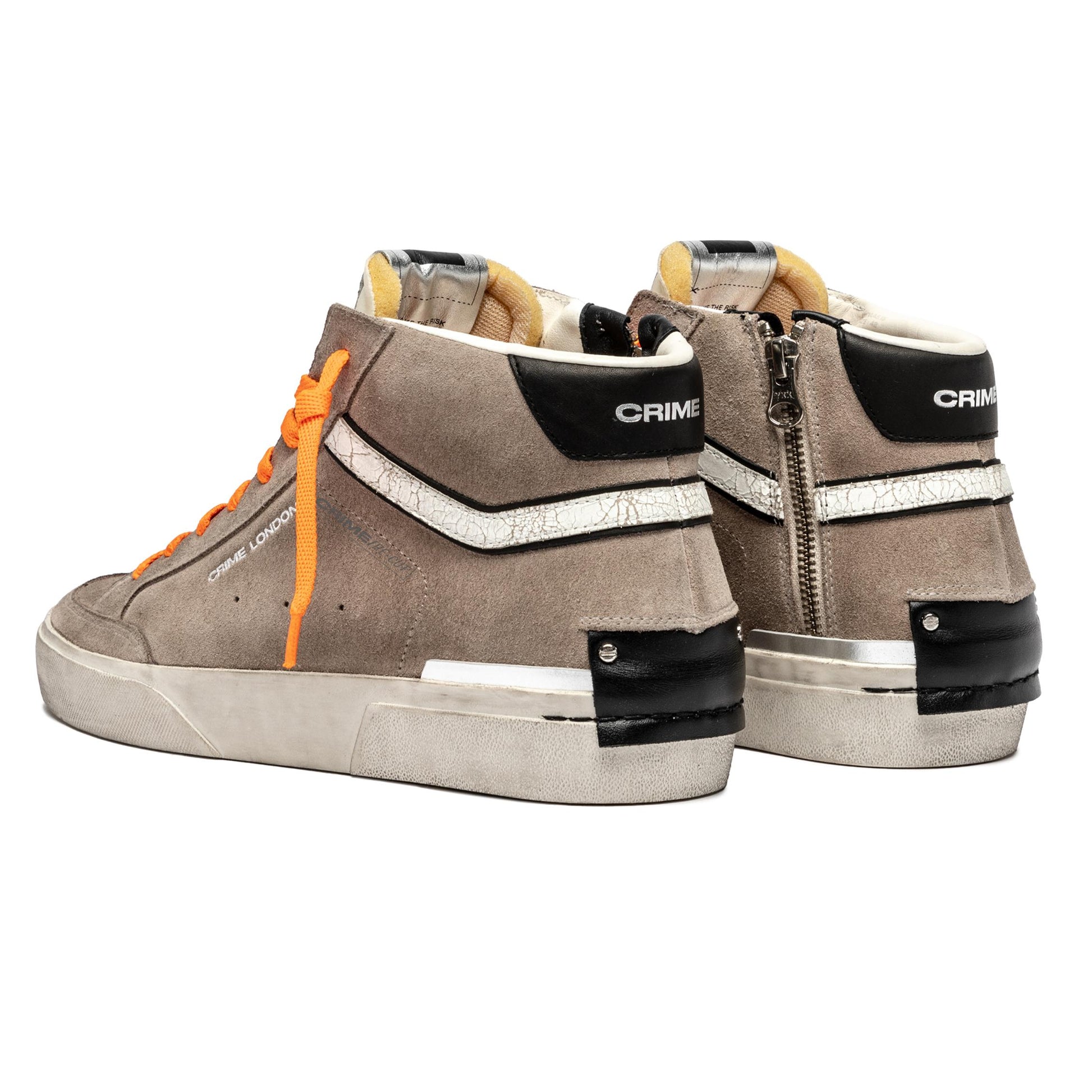 Crime London 11171 SK8 Recut High sneaker uomo camoscio beige 
