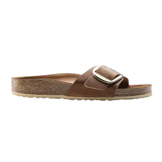 Birkenstock Madrid Big Buckle pelle oliata Cognac sandalo donna narrow fit 