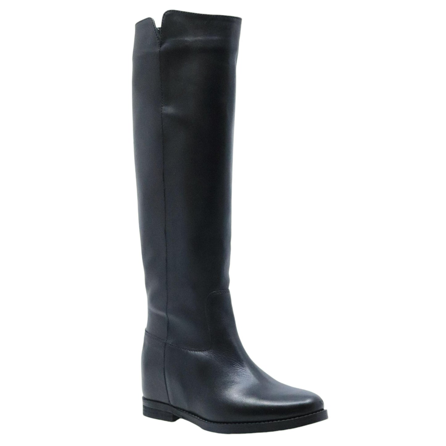 The Seller IV142 stivale donna in pelle nera con zeppa interna 