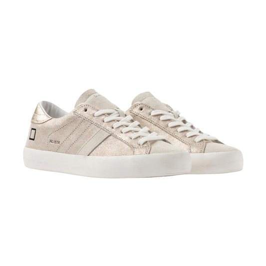 D.A.T.E. Hill Low Stardust HL-ST-PL sneaker donna in pelle color platino 