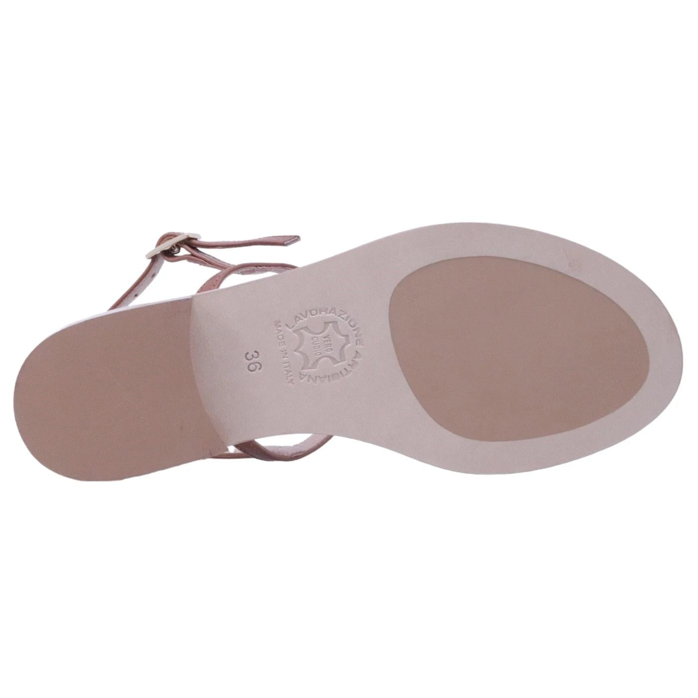 Sandalo infradito Paolo Ferrara CR1796C in pelle cuoio e nude 
