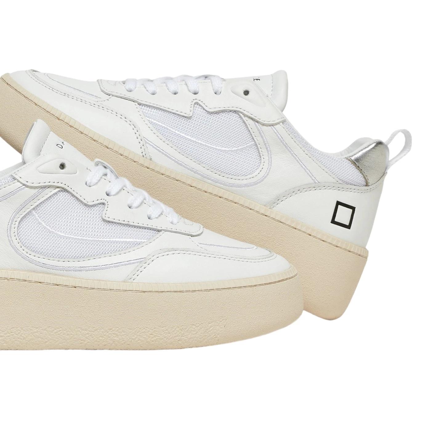 DATE Step Floor Dragon White Silver SE-DR-WS sneaker donna in morbida pelle bianca 
