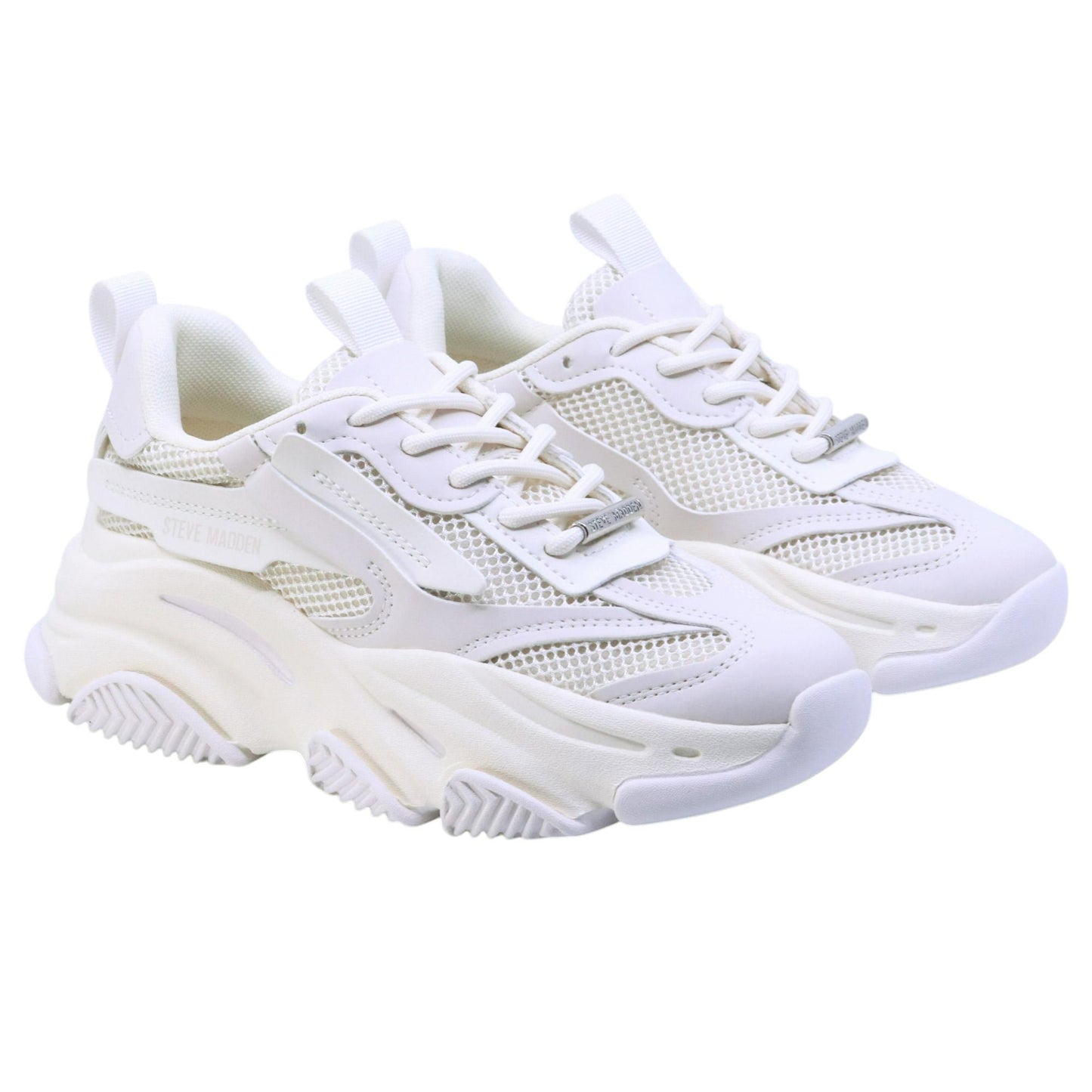 Steve Madden Possession sneaker donna in tessuto bianco e argento 