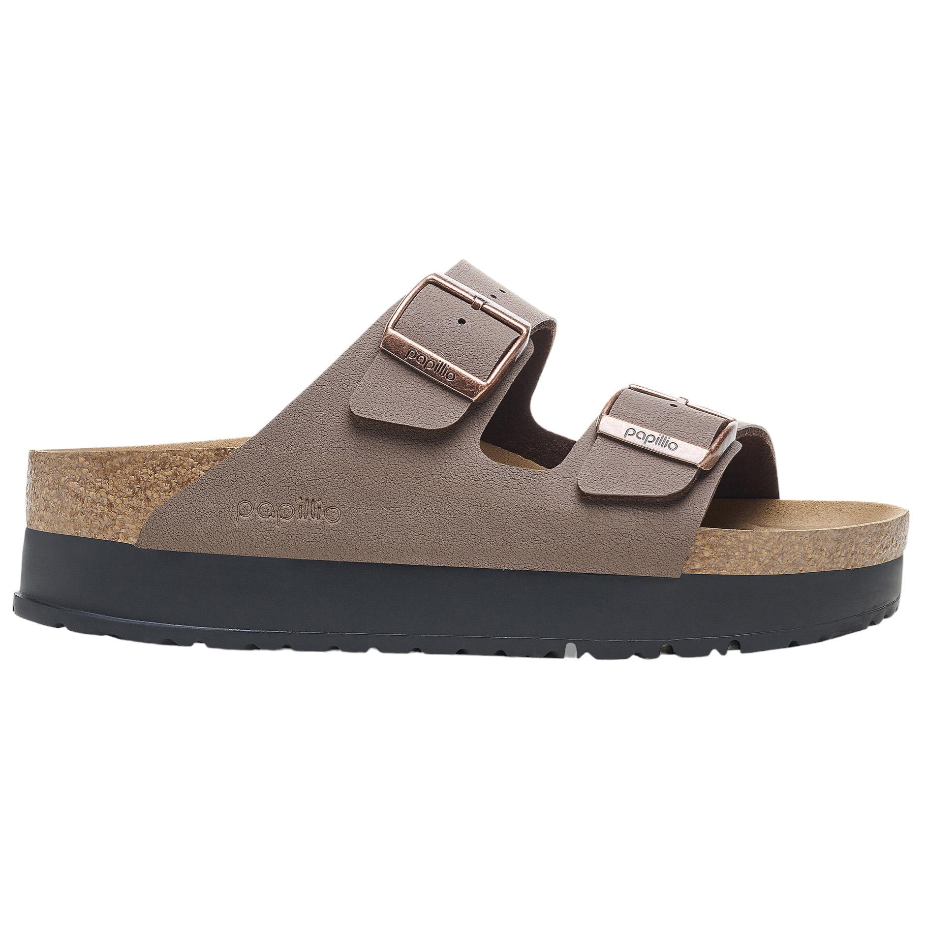 Birkenstock Arizona Papillio Flex Platform 1027417 sandalo donna doppia fibbia vegan mocca platform 