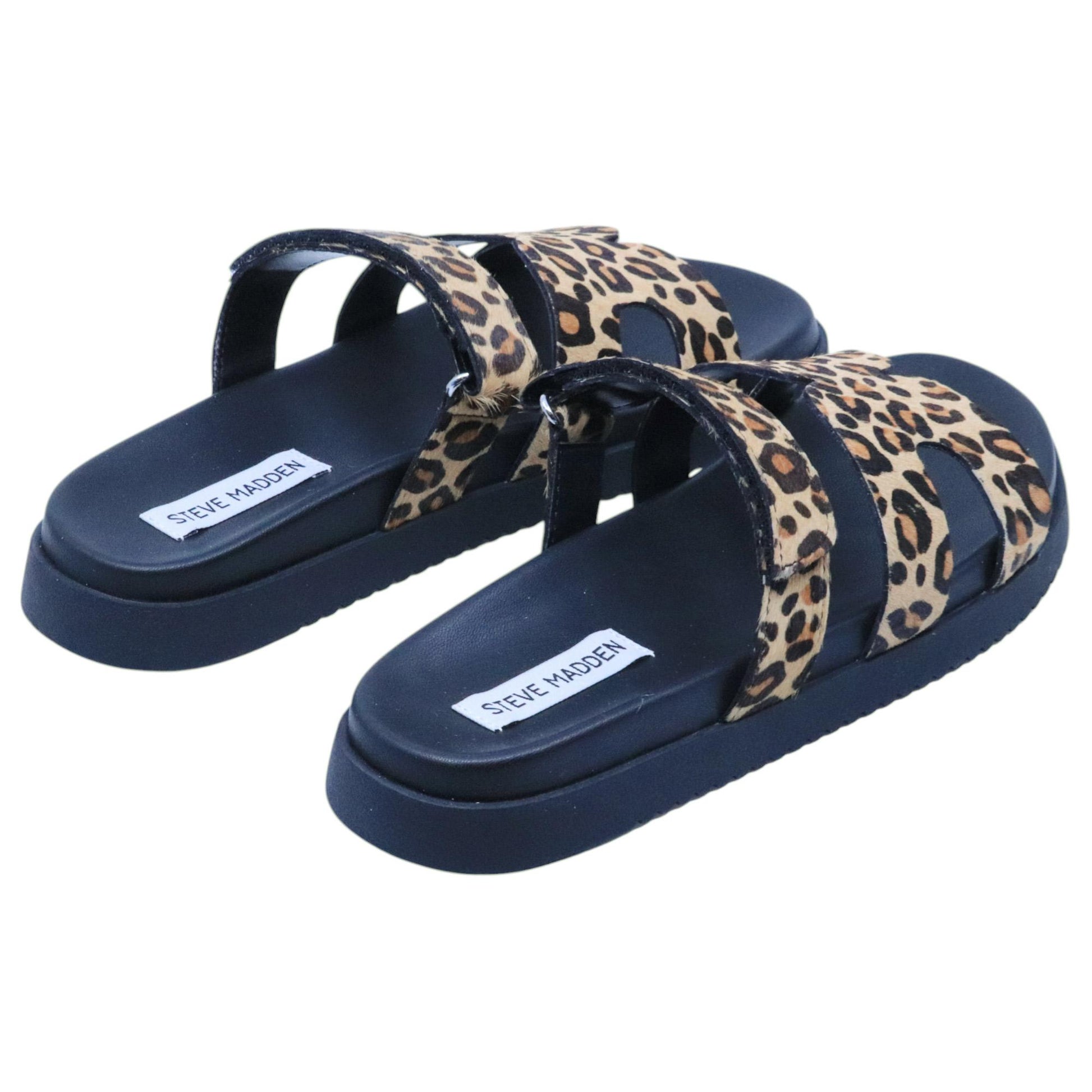 Ciabatta Steve Madden Missile in pelle con stampa leopardo 