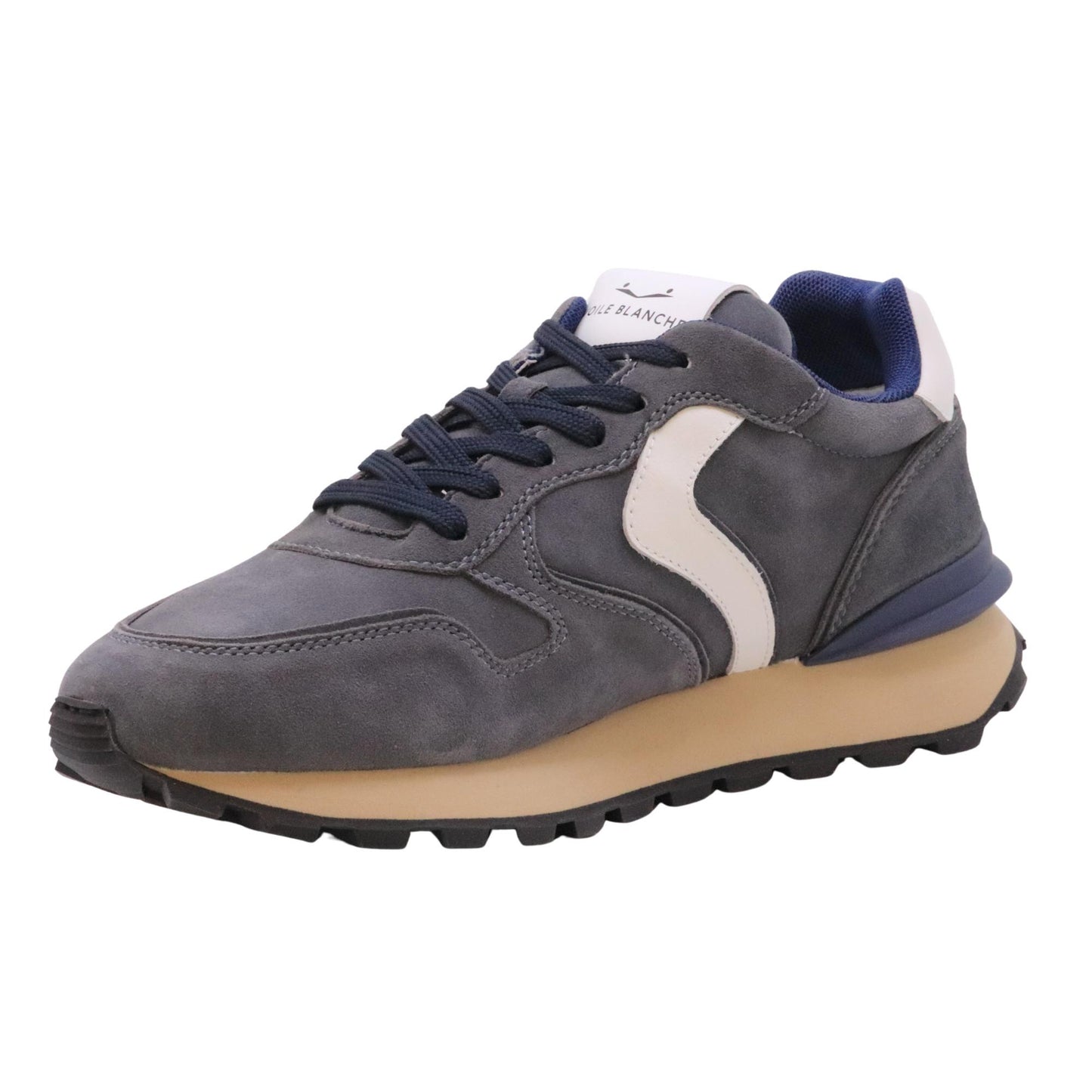 Voile Blanche Paris Race sneaker uomo pelle e suede blu e grigio 