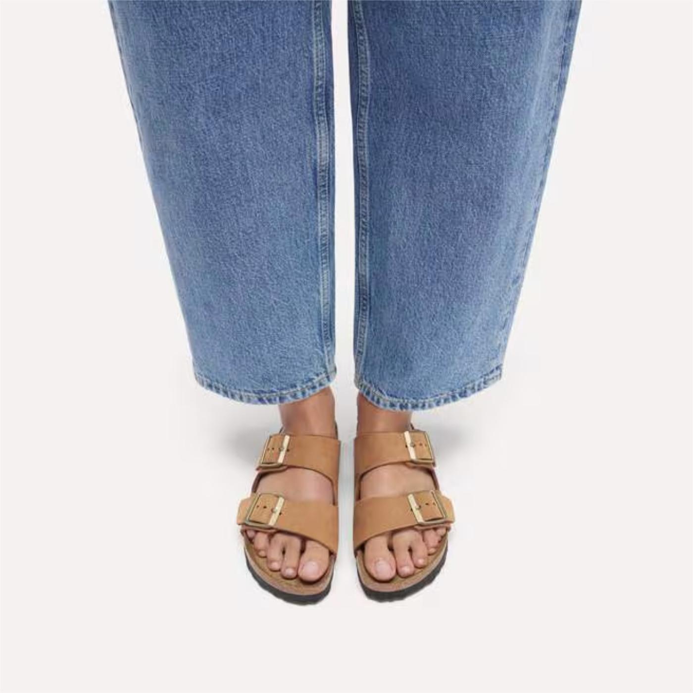 Birkenstock Arizona Soft Footbed Nubuck Leather Mink sandalo unisex in nabuk soft footbed narrow fit 