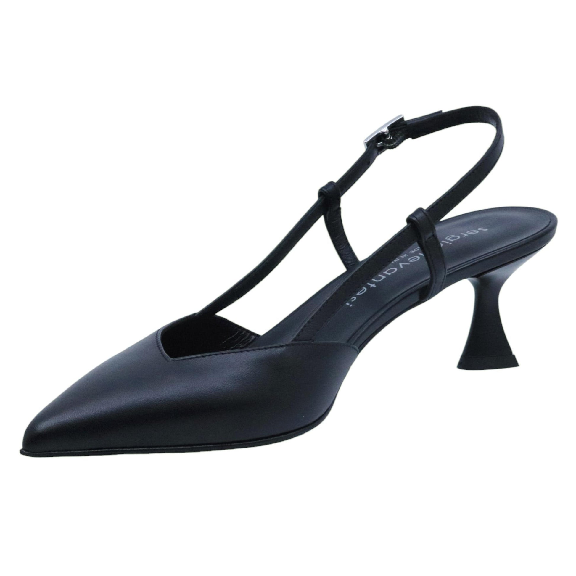 Slingback donna Sergio Levantesi Chantal23 in pelle nera 