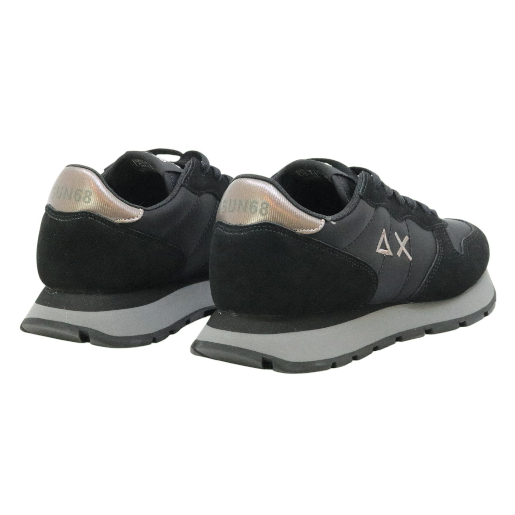 SUN68 Ally Gold Silver Z45202 sneaker donna in nylon e suede nero 