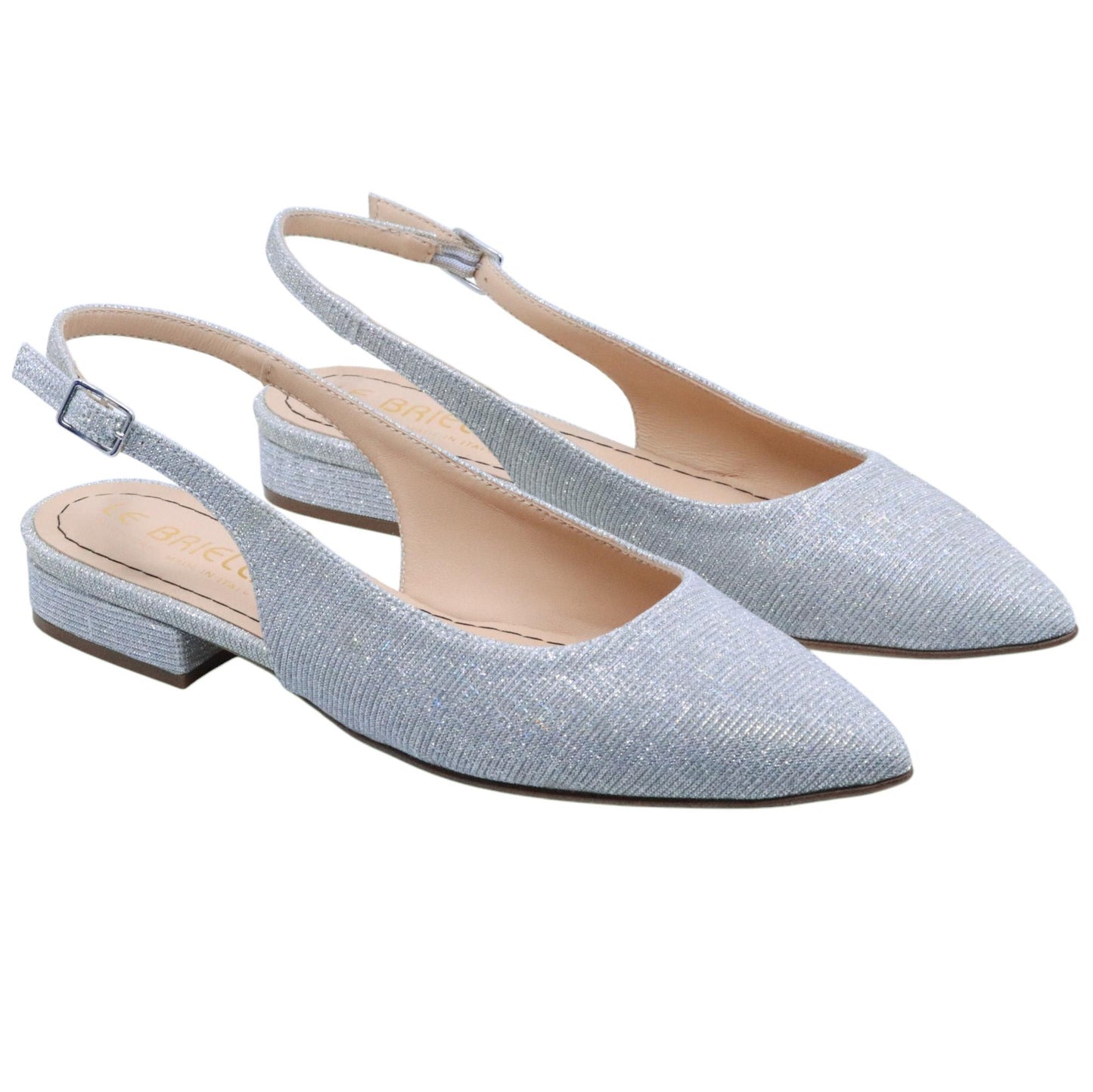 Slingback donna Le Briella Z821 in tessuto galassia luminoso sulle tonalità dell'argento 