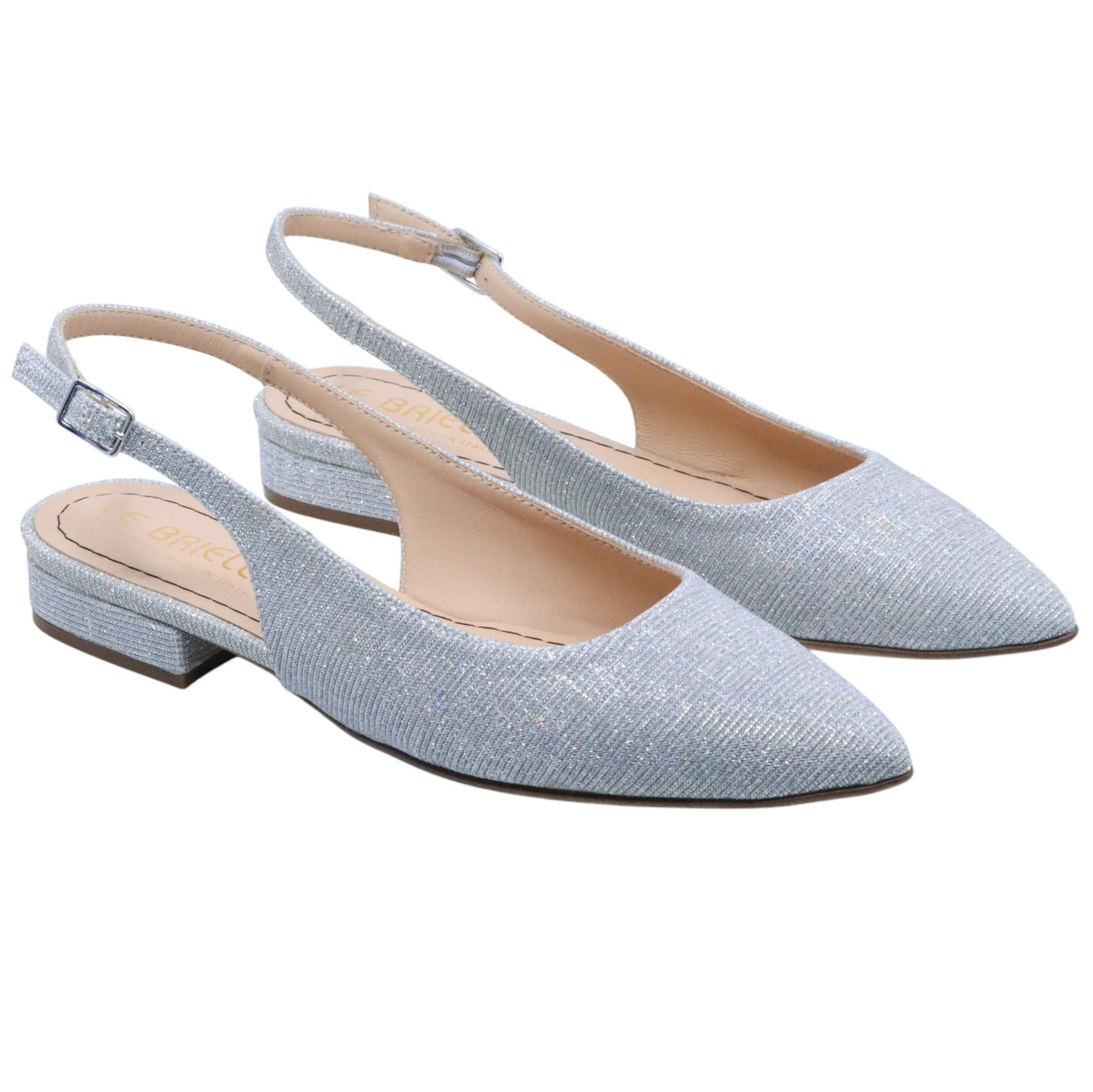 Slingback donna Le Briella Z821 in tessuto galassia luminoso sulle tonalità dell'argento 
