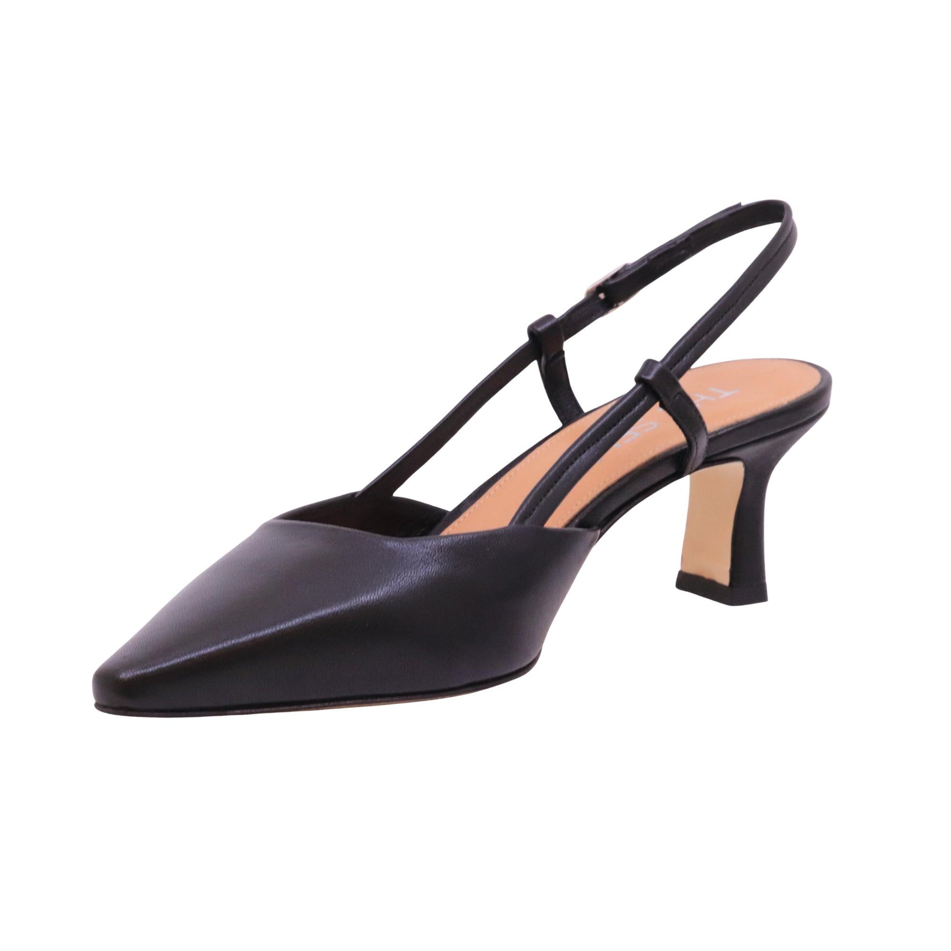 The Seller EN809 slingback donna in pelle nappata nera con tacco elegante Made in Italy 