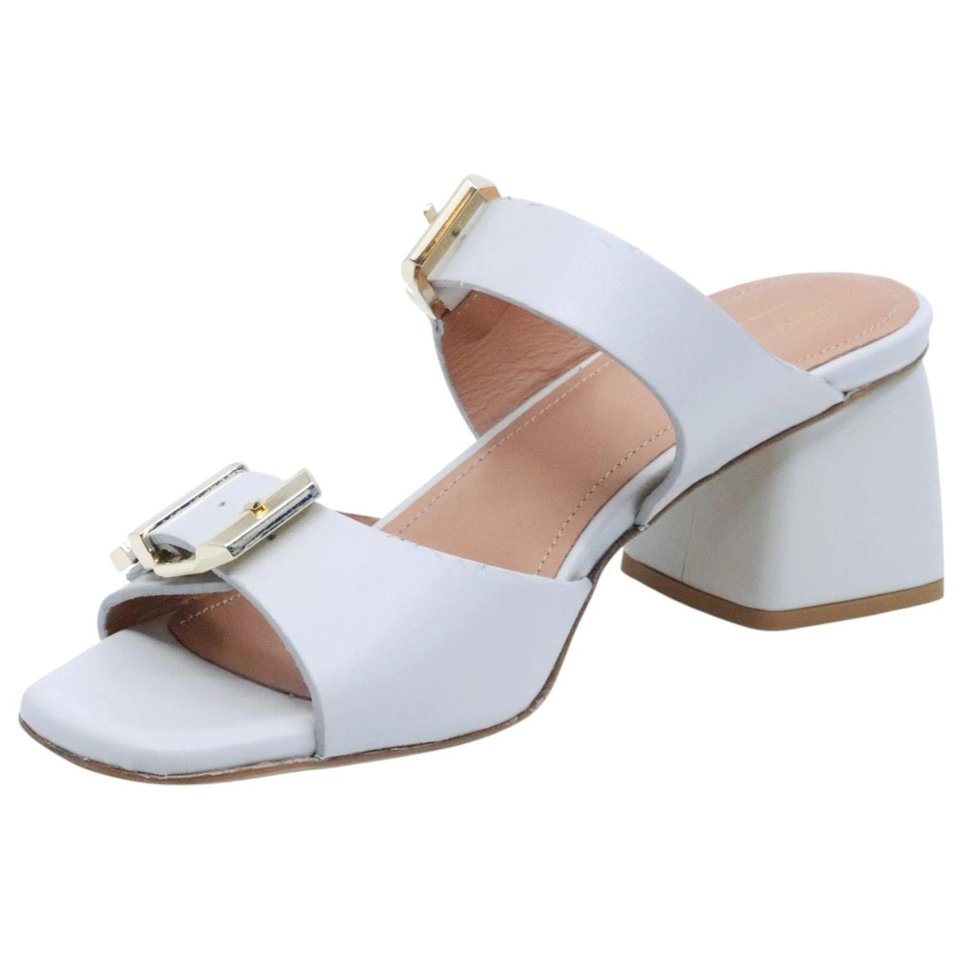 Sandalo con tacco Triver Flight 601 19 in pelle bianco avorio 