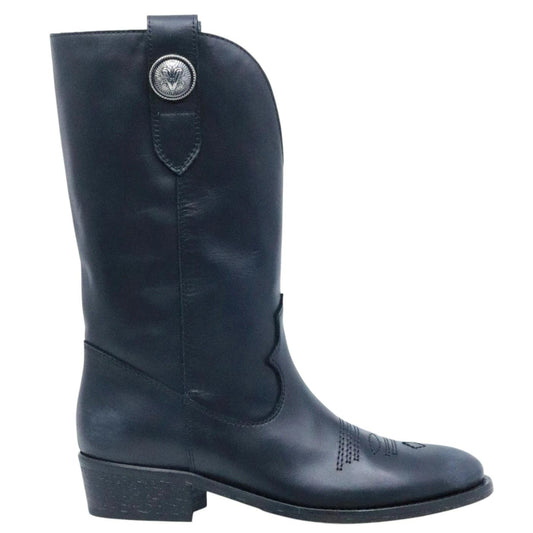 Via Roma 15 Malibu 4378 stivale texano donna pelle nera 