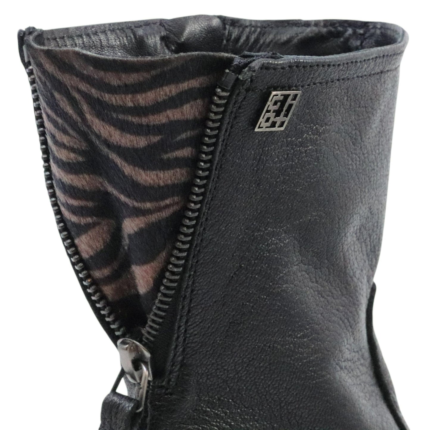 GIO+ CORA07B Combi stivaletto donna in pelle nera con fondo carro armato 