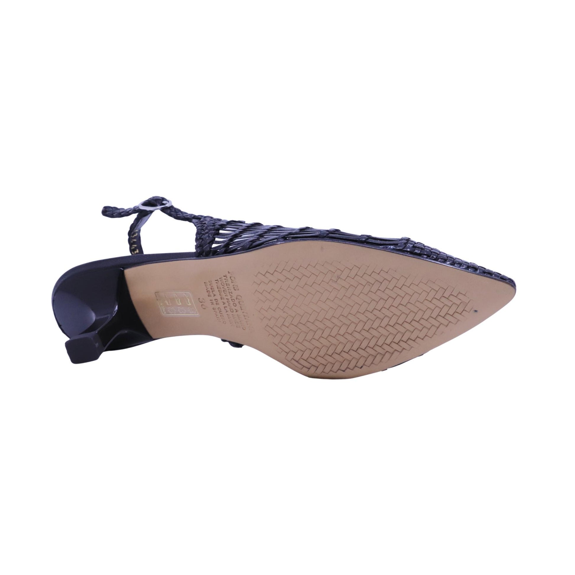 Pons Quintana Carol 11953 09 slingback donna in pelle intrecciata nero con tacco 
