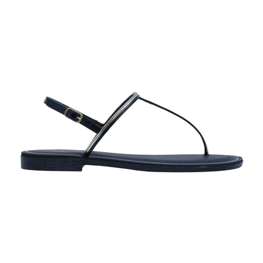 Verderosamarino 3980 sandalo infradito donna in pelle nera e platino 