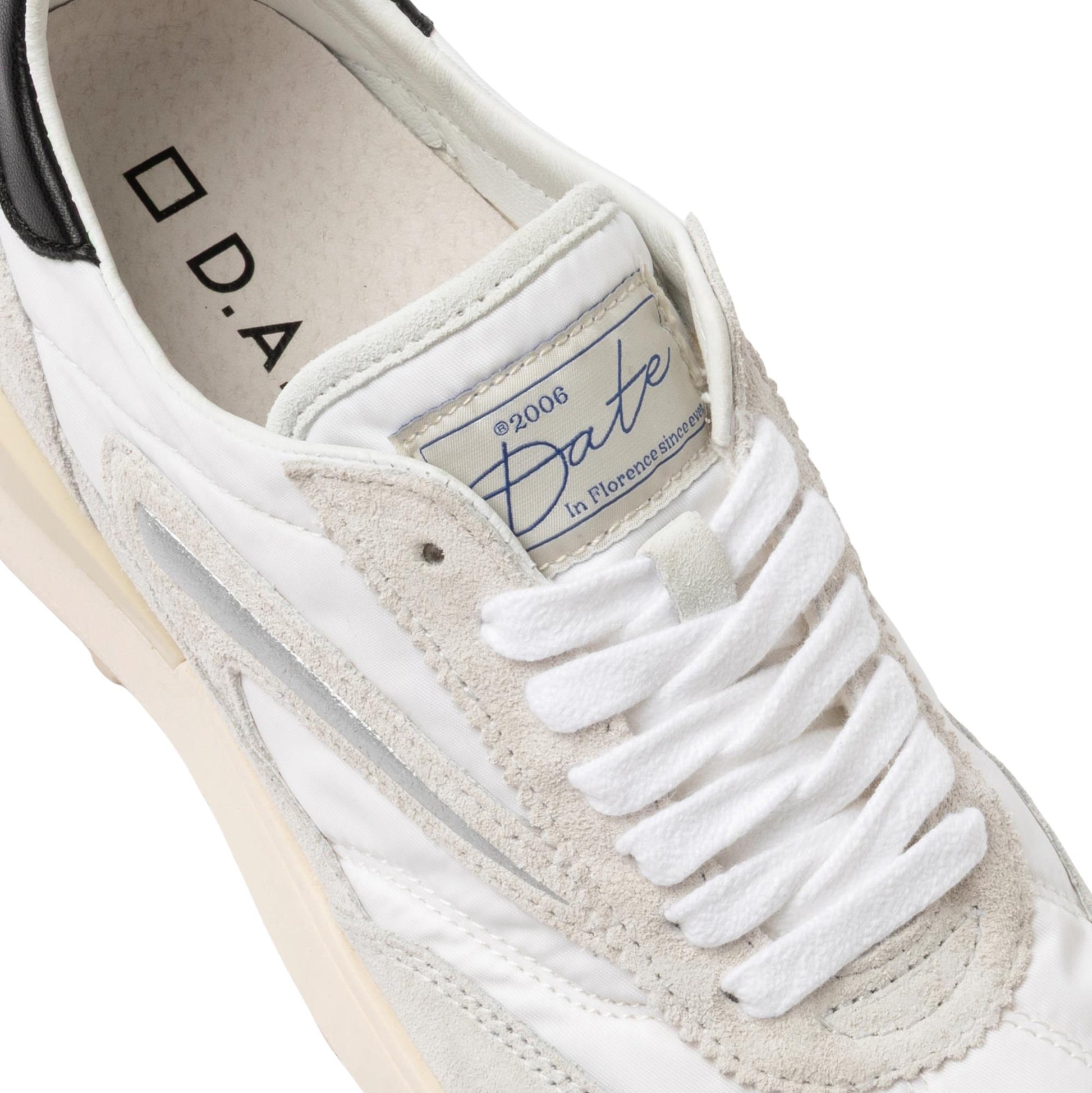 D.A.T.E. Athleta Nylon AT-NY-WB sneaker donna in nylon bianco con dettagli neri 