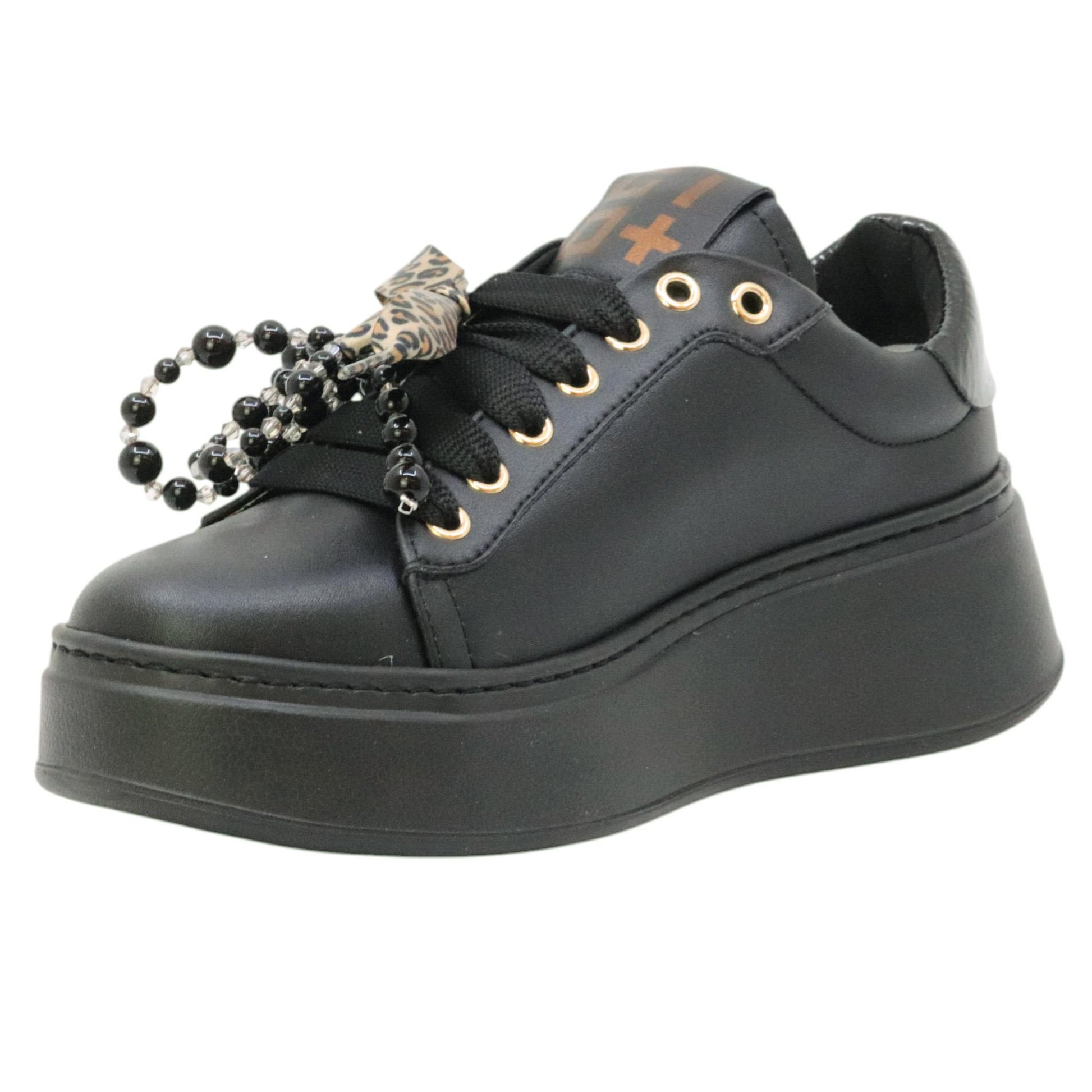 GIO+ PIA434A Combi sneaker donna in pelle nera 