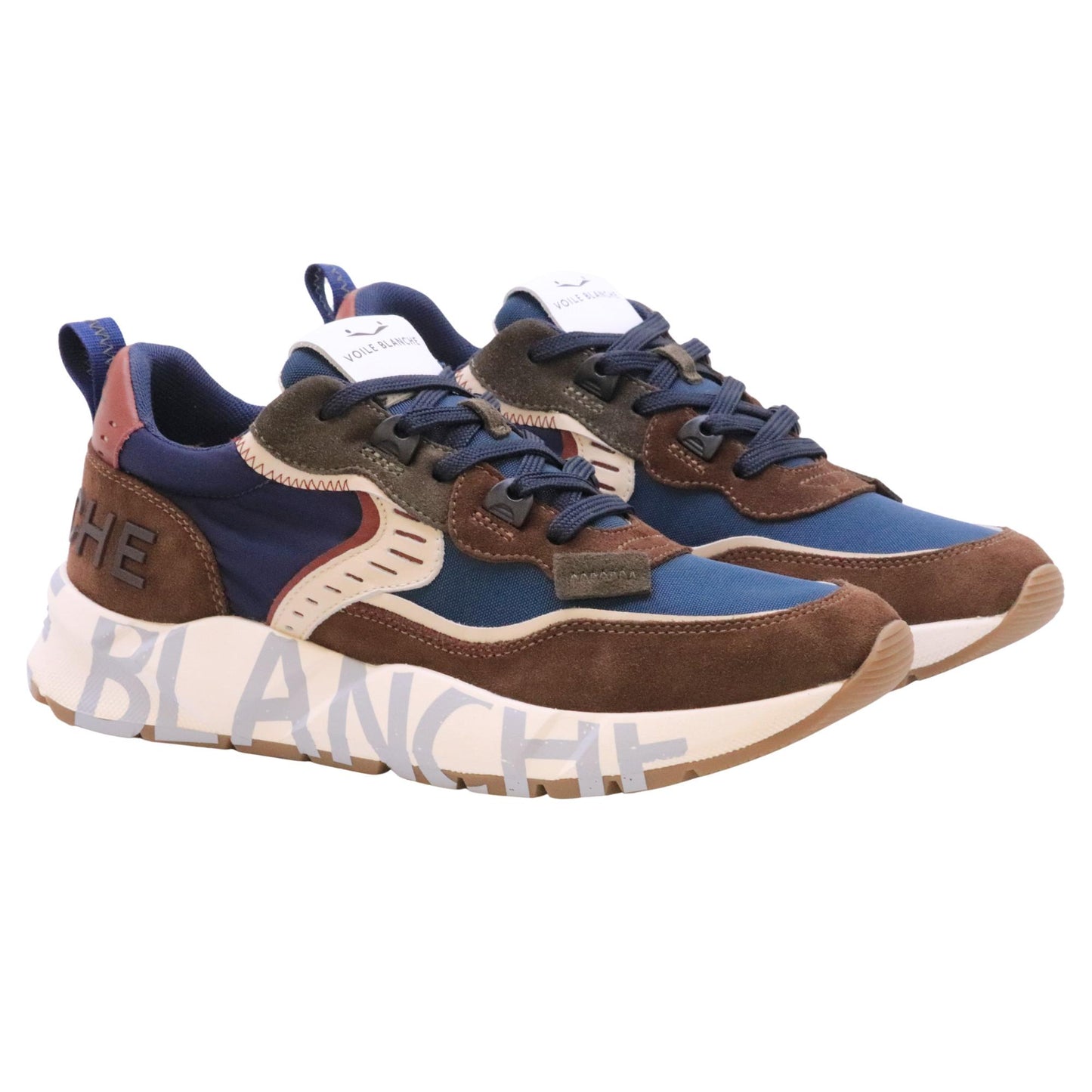 Voile Blanche Club01 sneaker uomo suede e tessuto marrone e navy 